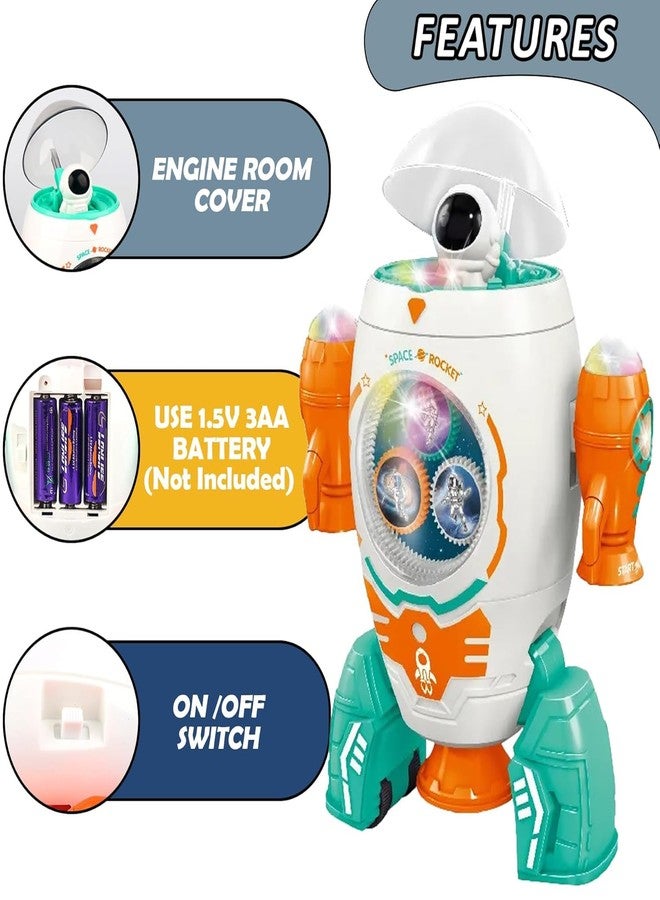 TEMSON Space Rocket Musical Toy - 360 Degree Rotation Space Rocket Robot Toys, Gear Rotation Musical Space Shuttle Toys, Space Robot Dancing Toys with Light and Music (Assorted Color) - Image 5